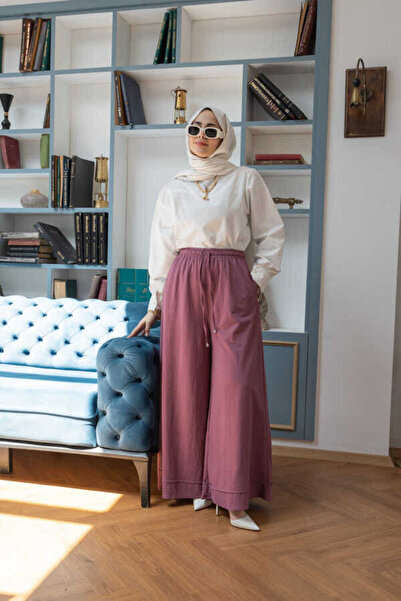 Neways 1138-Ancelina Lastikli Pantolon Lila