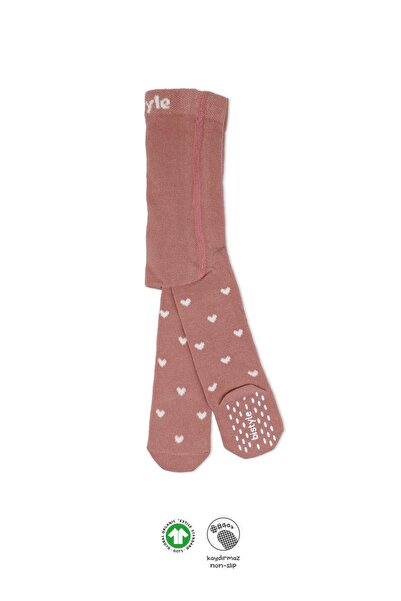 Bistyle Organik Kız Erkek Bebek Çocuk Penye Külotlu Çorap Kaymaz Love