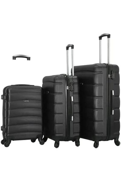 Giordano Luggage Set with Spinner Wheels, 3 Pieces, Black, Polycarbonate (PC)