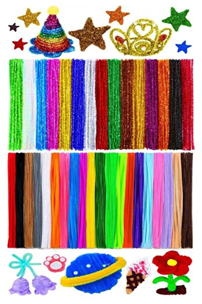 W-Design Şönil Renkli 30 Cm 50 li Metalik Şönil 50 li 1 Paket 30 Cm Renkli Tü...