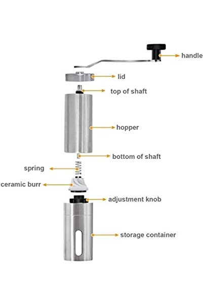 Generic Porlex Manual Coffee Grinder, Silver, Tall