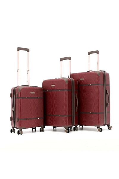 SONADA Hardshell Luggage Trolley Bag 3 Pieces Set, Red (S-20", M-24", L-28")