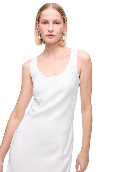 Perspective White Apatite Comfortable Fit Long Length Dress