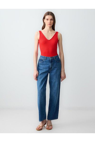 Jimmy Key Red Slim Fit V-Neck Knitted Undershirt