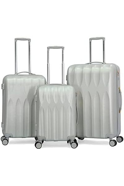 Giordano 3-Piece TSA Luggage Set, Silver, Polycarbonate (PC)