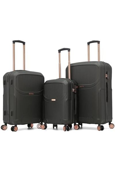 Giordano 3-piece Luggage Set(1667626) With Double Spinner Wheels And Digital Lock For Privacy, Gray,