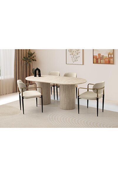 Levent Mobilya Aksesuar Aspendos Masa, Argos Sandalye, Sidon, 180x90