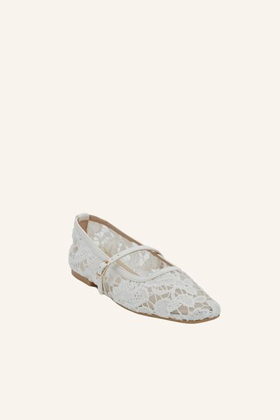 MARCATELLI White Lace Eliza Bridal Ballerinas
