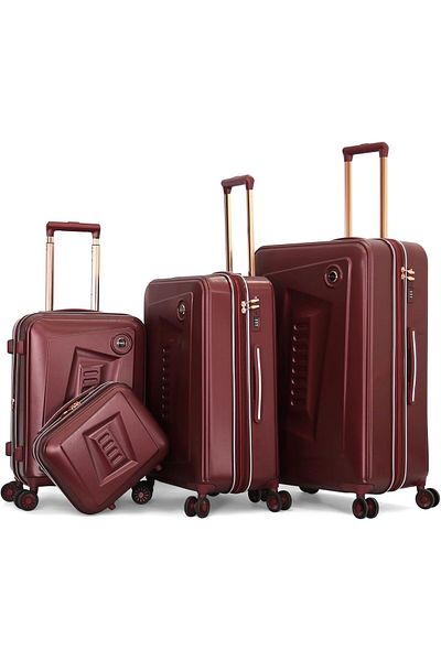Fancl مجموعة حقائب سفر للجنسين 292/3TR+Bc، مقاسات L 28/M 24/S 20 / Bc 12، لون عنابي، بولي كربونات (P