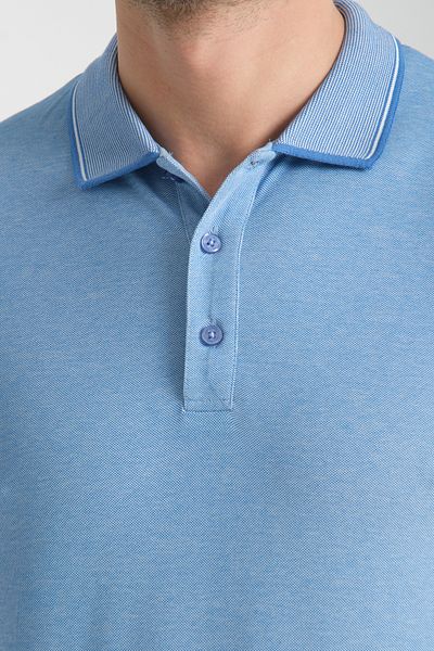 Frappoli Men's Non-Shrinkable 100% Cotton Fabric Slim Fit Slim Fit Indigo Non-Curling Polo Neck T-Shirt