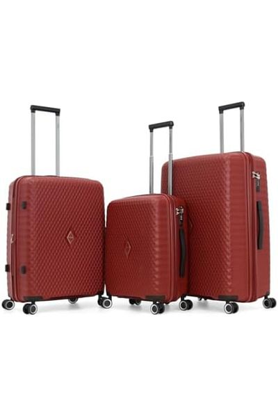 Titan Hard Shell Luggage Set of 3 Pieces with Double Spinner Wheels and Digital Lock for Privacy (Re