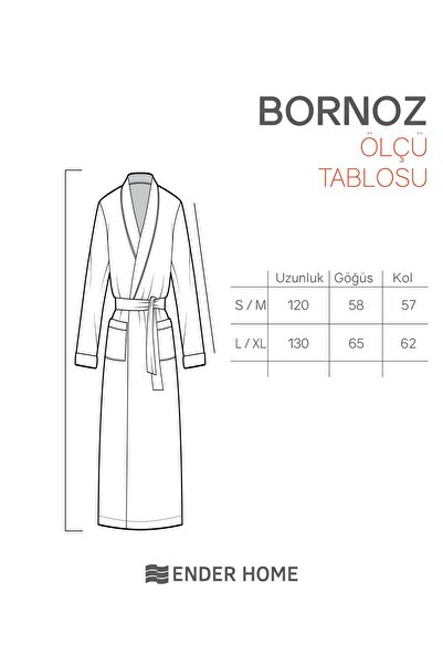 Ender Home Cottonverse Şalyaka Contrast Bathrobe – 100% Cotton, S/M