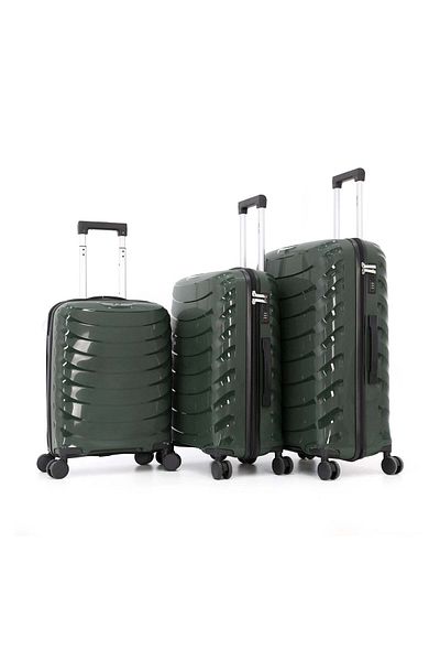 DILIXI Hardside Luggage Trolley Bag 3 Pieces set, Green (S-20, M-24, L-28 Inch)