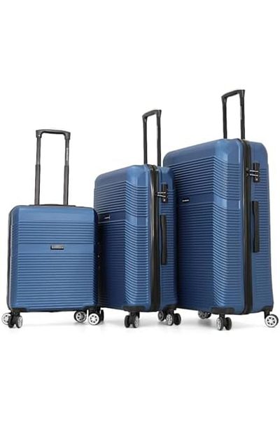 Giordano 3-Piece Luggage Set with Double Spinner Wheels and Digital Lock (Blue)