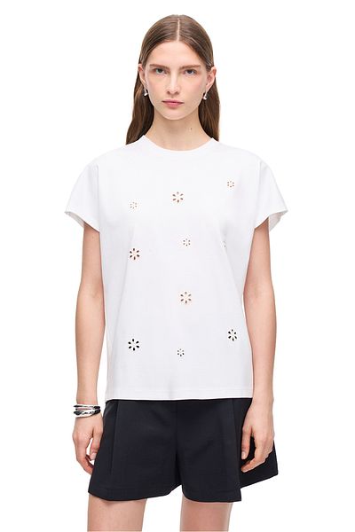 Perspective Makis White Color Comfortable Fit Crew Neck Low Sleeve T-Shirt