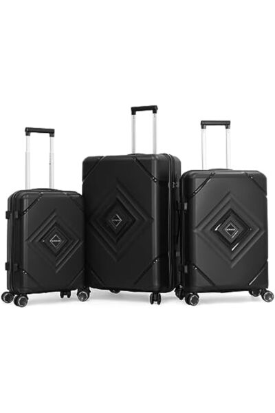 SONADA 3-Piece Luggage Set, Black, Polycarbonate (PC)