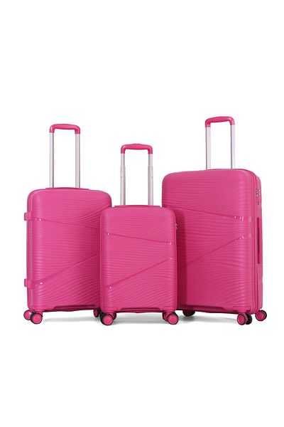 SONADA Trolley Bags 3 PCS Set Hardside Suitcase, Pink