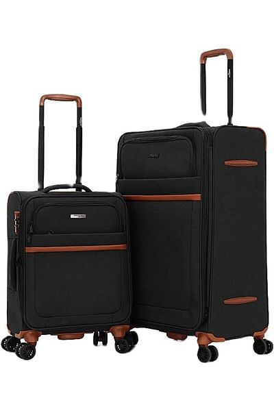 AMERICAN FLYER Luggage with Double Spinner Wheels and Digital Lock (2 Pieces, Black)