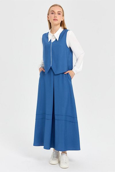 Esswaap Fusta din țesătură Cupra Vestă Bluză Costum Indigo