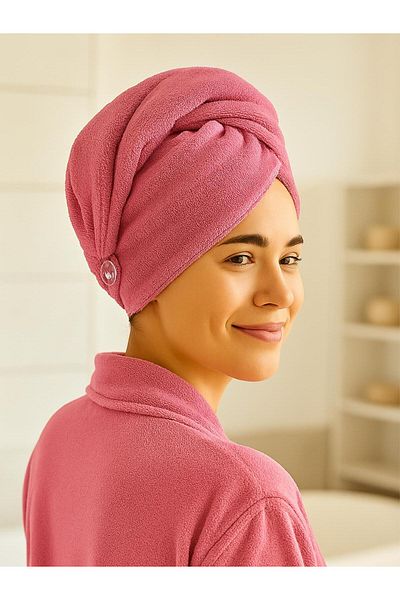 Ender Home Καπέλο στεγνώματος μαλλιών Cottonverse με κουμπιά 100% βαμβάκι