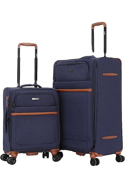 AMERICAN FLYER Double-Wheeled Travel Bags with Digital Lock for Privacy (2, Navy)