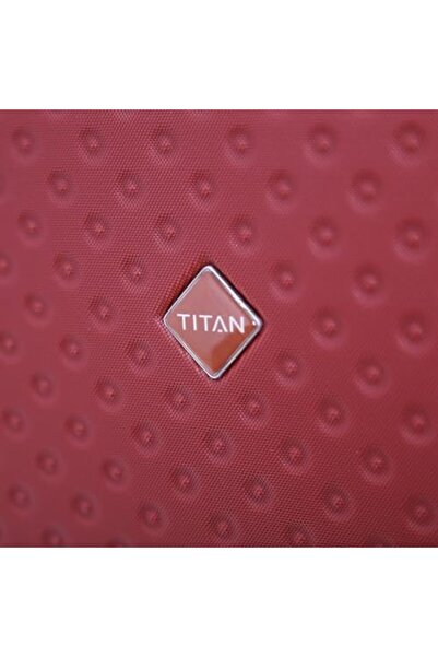 Titan Hard Shell Luggage Set with Wheels, 3 Pieces + Makeup Bag (Set of 4 Pieces, Burgundy), Polycar