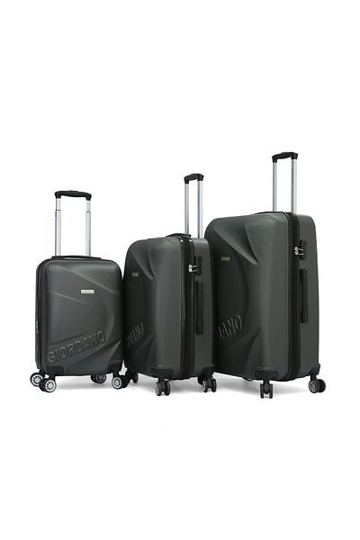 Giordano Hardside Luggage with Spinner Wheels for Everyone (Charcoal, 3 Piece Set)