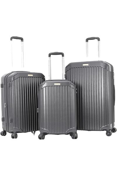 Giordano Hardside Luggage Set with Spinner Wheels for Everyone (Charcoal, 3 Piece Set)
