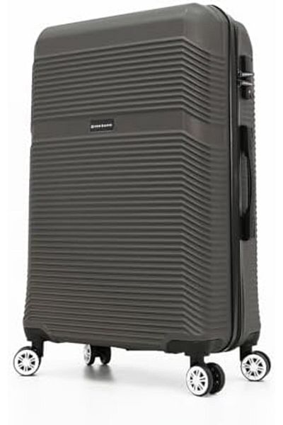 Giordano Travel Bag Set of 3 Sizes 32/26/20 with Double Spinner Wheels and Digital Lock - Gray