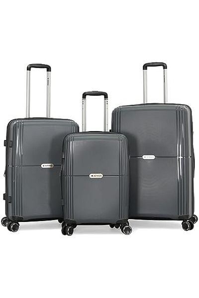 SONADA 3-Piece Travel Luggage Set, Grey, Polycarbonate