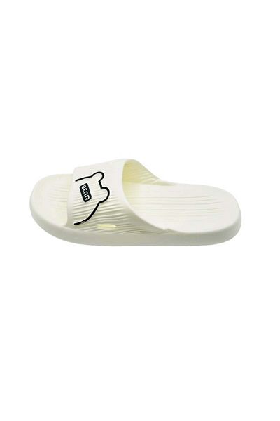 TECOS Women's beach or pool slippers, Tecos, size 36-37, teddy bear print, white, 23 centimeters