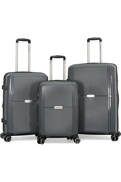 SONADA 3-Piece Travel Luggage Set, Grey, Polycarbonate