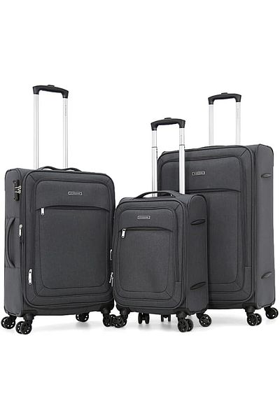 Giordano Travel Luggage Set of 3 Pieces, Double Spinner Wheels with Digital Lock (Black)