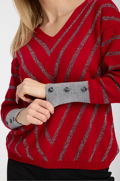 Moda Days Women's Burgundy Glitter V-Neck Sweater