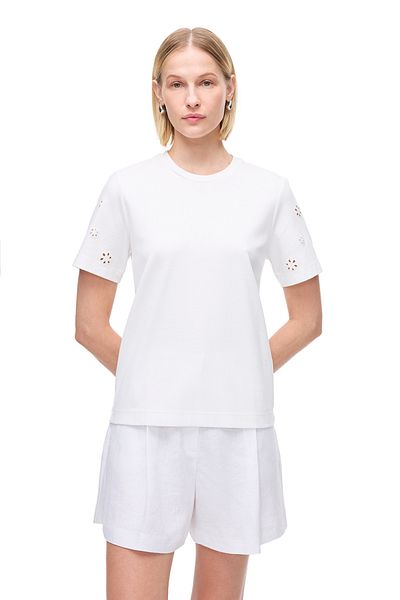 Perspective Makis White Color Comfortable Fit Crew Neck Low Sleeve T-Shirt