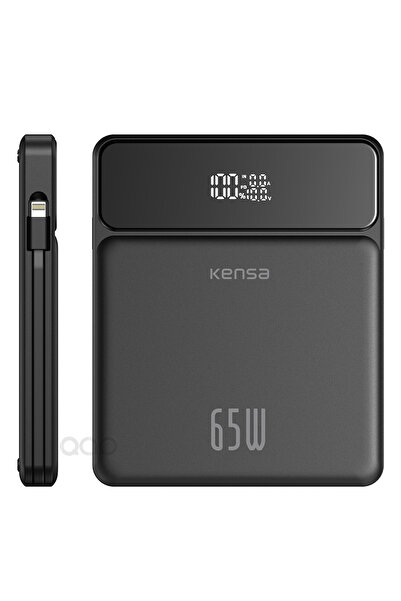 QAP 65w Kendinden Kablolu Turbo Hızlı Şarj Power Bank Macbook & Notebook Şarj Eder 65 Watt 20,000 Mah