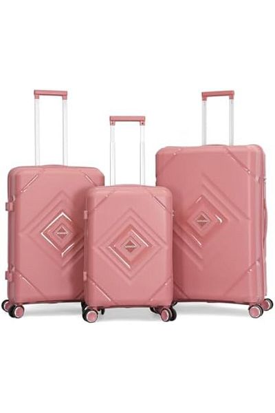 SONADA 3 Piece Luggage Set (Pink, L 28-M 24-S 20), Polycarbonate (PC)