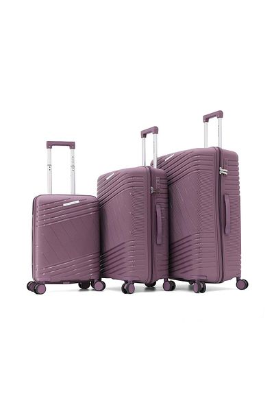Giordano 3-piece Polypropylene Luggage Set,with Double Spinner Wheels And Tsa Lock