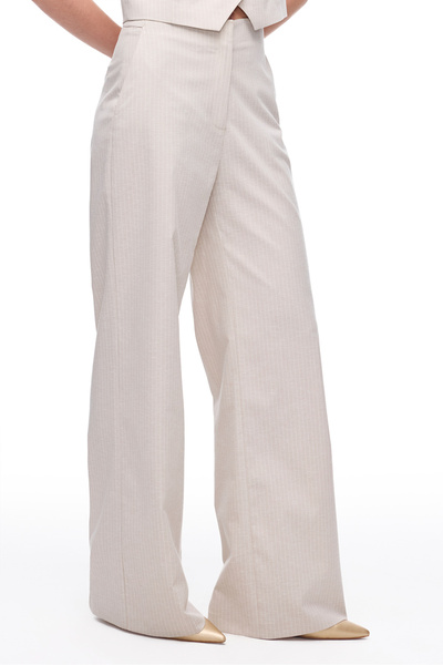 Perspective Beige Anyolite Comfortable Fit High Waist Trousers