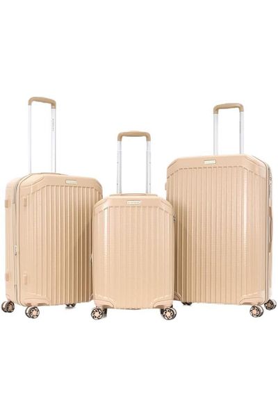 Giordano 3-Piece Hard-Shell Luggage Set for Unisex - Khaki Polycarbonate PC