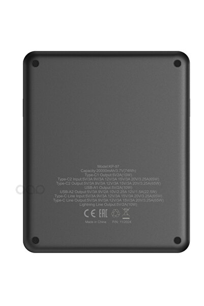 QAP 65w Kendinden Kablolu Turbo Hızlı Şarj Power Bank Macbook & Notebook Şarj Eder 65 Watt 20,000 Mah