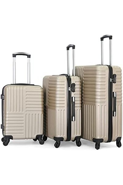 Giordano Trolley Luggage Set, 3-Piece, Champagne, Polycarbonate (PC)