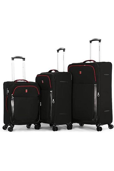 Giordano Travel Bag with Dual Spinner Wheels, Fabric, 25/918/3TR - Black