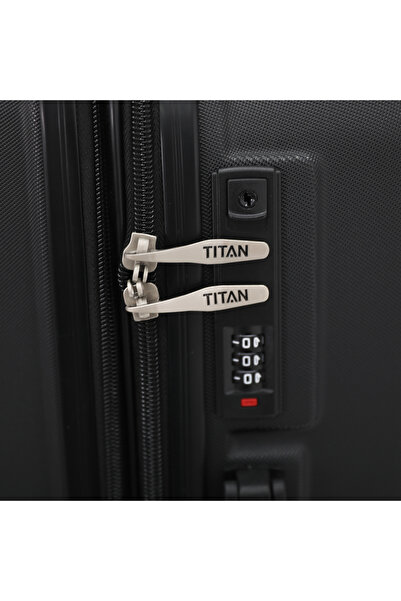 Titan Hardside Luggage Trolley Bag 3 Pieces Set, Black (S-20", M-24", L-28")