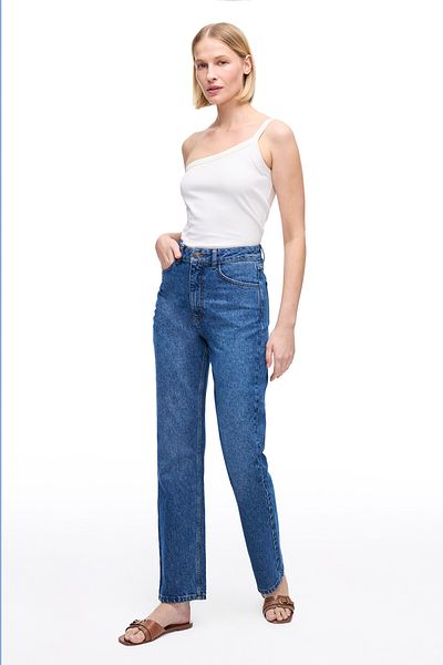 Perspective Denim albastru Slim Fit Denim cu talie înaltă