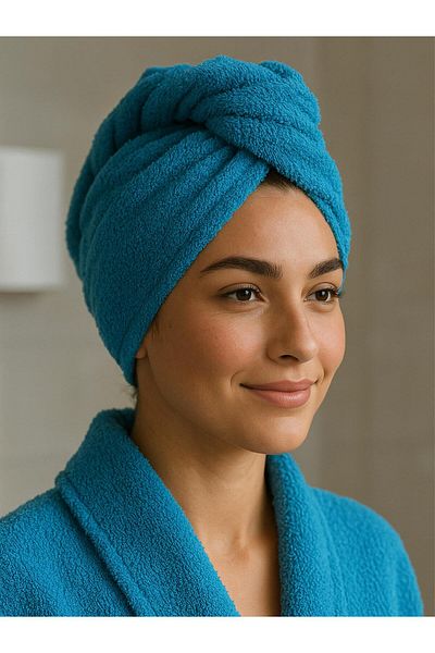 Ender Home Cottonverse Buttoned 100% Cotton Hair Drying Cap