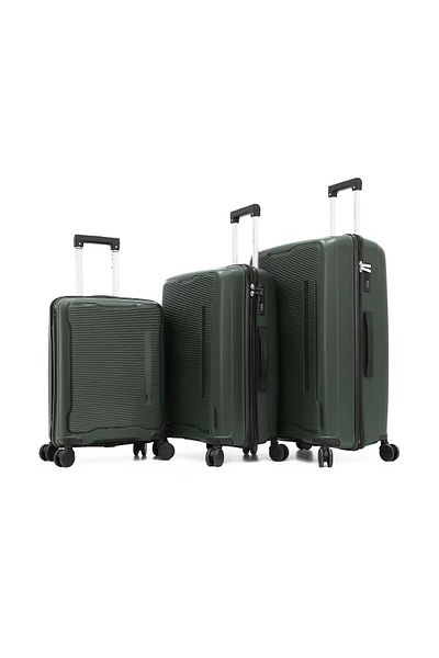 Giordano Hardside Luggage Trolley Bag 3 Pieces Set, Green (S-20, M-24, L-28 Inch)
