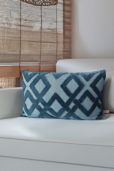 HAMUR Bohemian Special Design Punch Pattern Decorative Rectangular Throw Pillow Cover Mila Midnight Blue