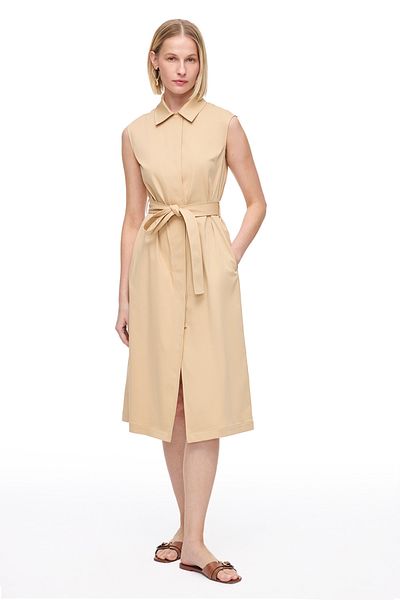 Perspective Light Buff Ronse Comfortable Fit Midi Length Dress