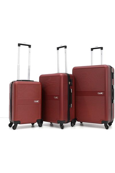 MELIFE 3-Piece Hardside Luggage Set, Sizes L 28, M 24, S 20, Red, Polycarbonate (PC), by DiLIXI